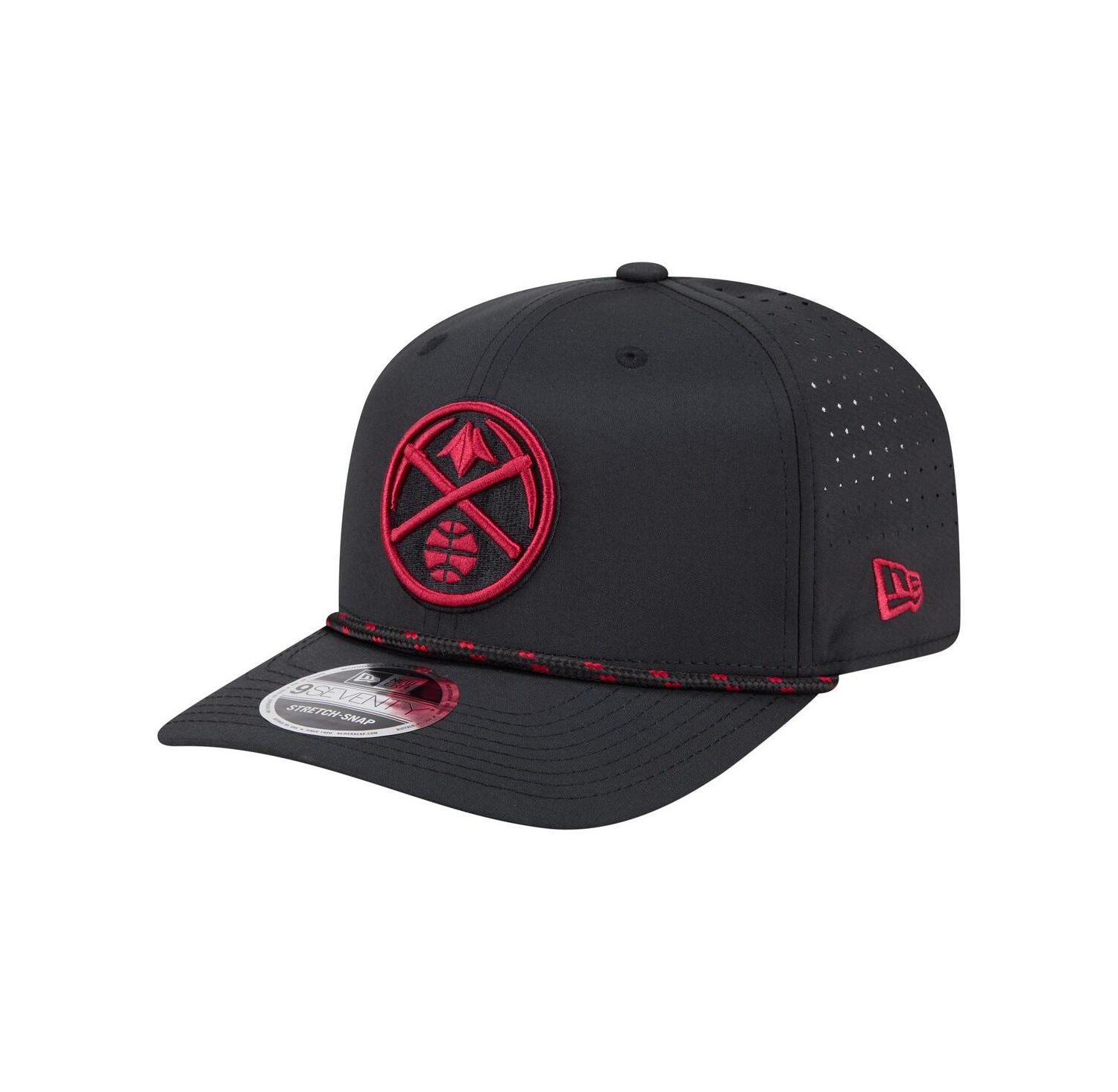 Men's Black Denver Nuggets Sport Rope Vented Stretch-Snap 9SEVENTY Hat