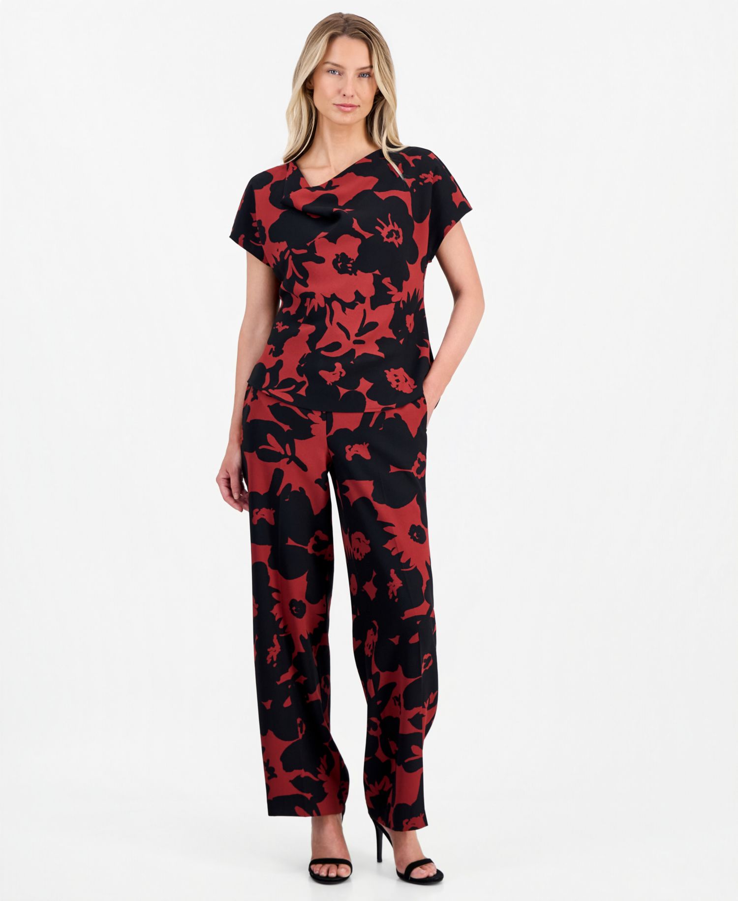 Women's Printed Cowlneck Top