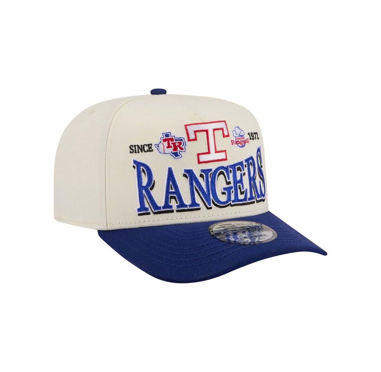 Men's Cream Texas Rangers Throwback Tri-Hit A-Frame 9FIFTY Adjustable Hat