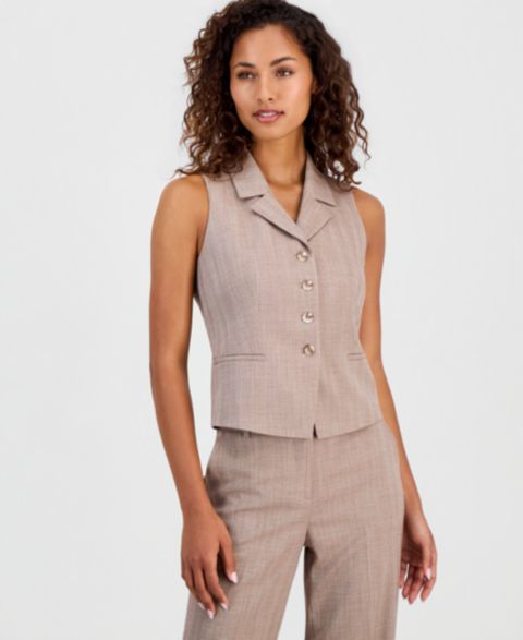 Женские жилеты Anne Klein Women's Notched Collar Button-Front Vest