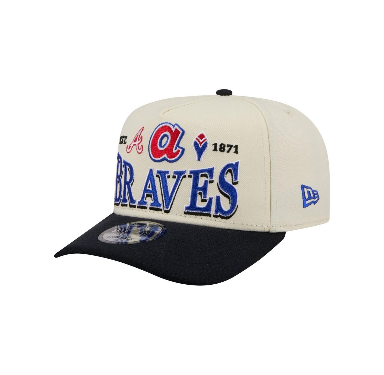 Men's Cream Atlanta Braves Throwback Tri-Hit A-Frame 9FIFTY Adjustable Hat