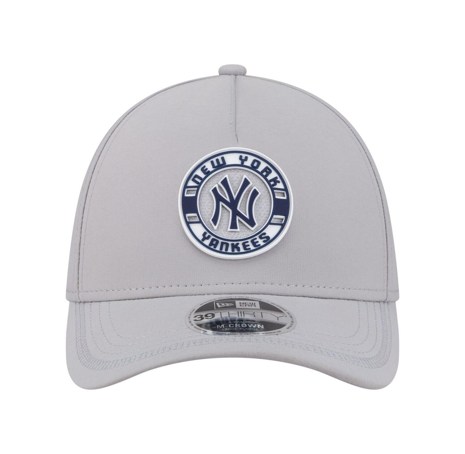 Мужская серая бейсболка New York Yankees Patch 39-го размера с перфорацией в виде А-образной рамки и М-образной короны Flex