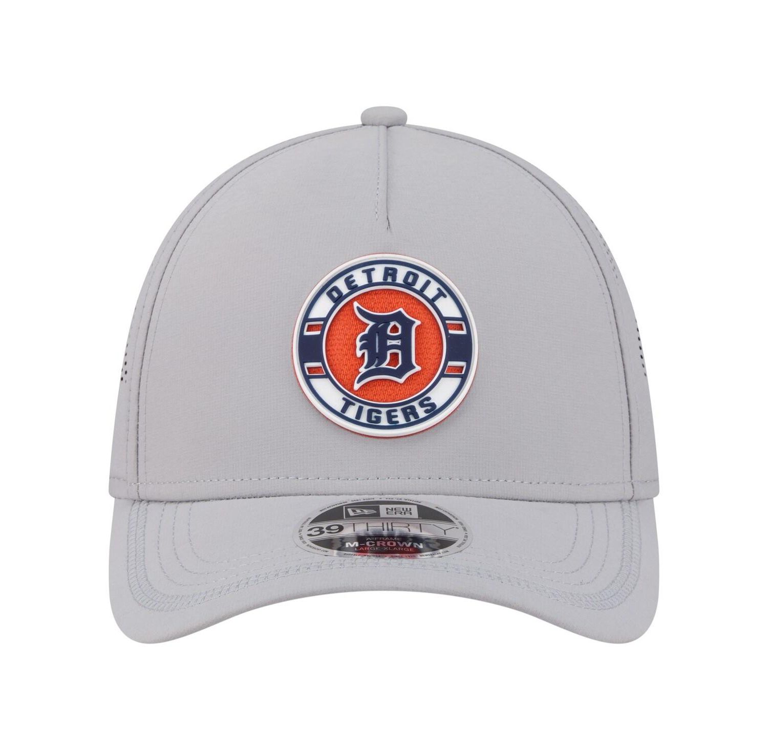 Men's Gray Detroit Tigers Patch 39THIRTY A-Frame M-Crown Perforated Flex Hat