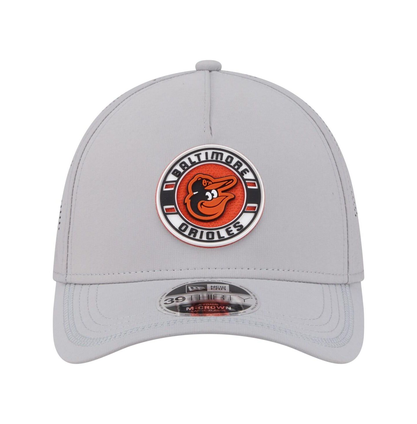 Мужская кепка New Era Gray Baltimore Orioles Patch 39THIRTY A-Frame M-Crown Perforated Flex Hat — фото 2