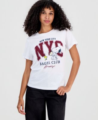 Juniors' Snoopy Bagel Club T-Shirt