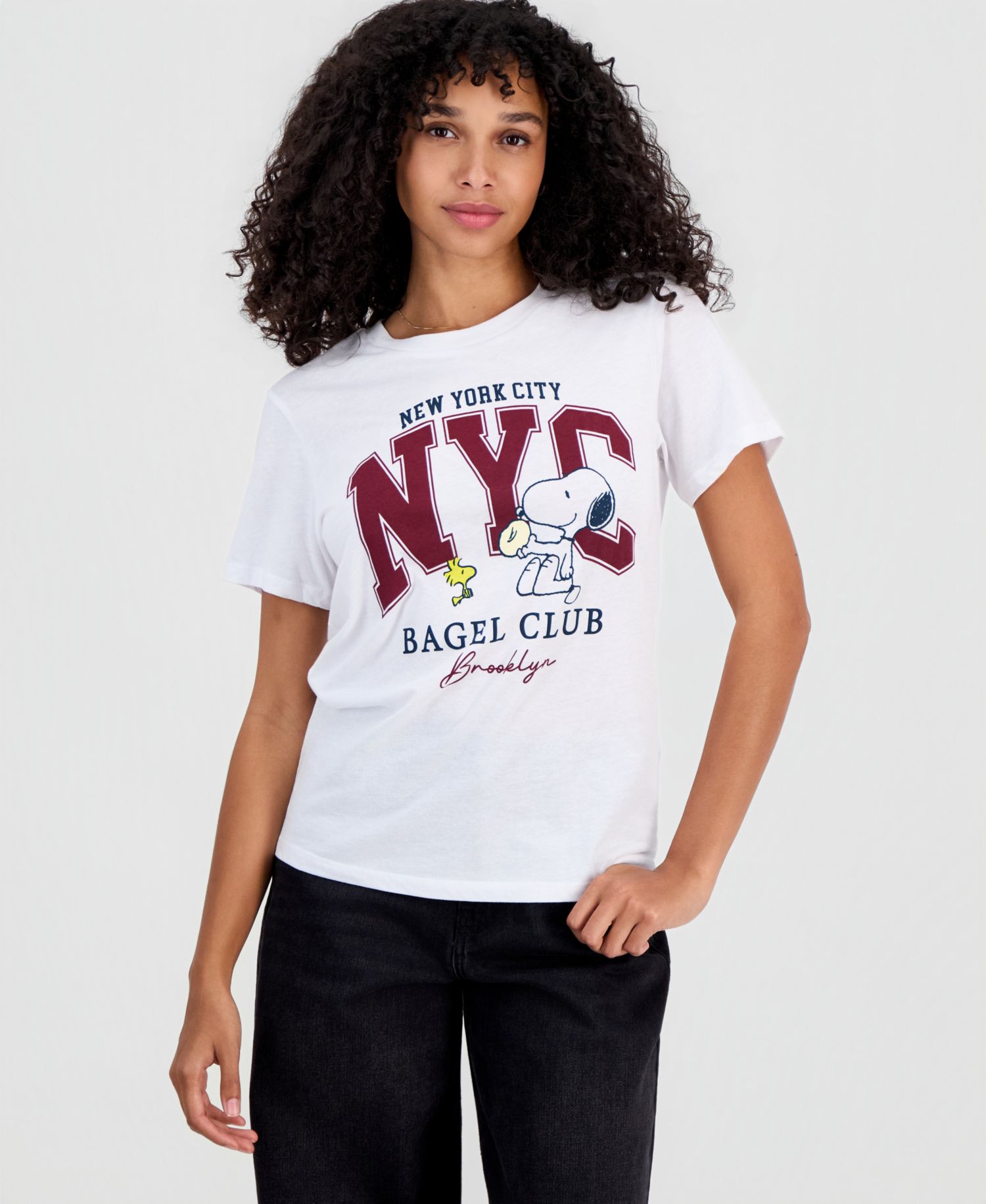 Juniors' Snoopy Bagel Club T-Shirt