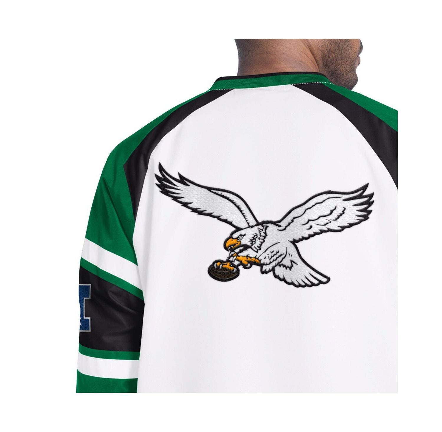 Men's White Philadelphia Eagles Infield Play Raglan Pullover Jacket