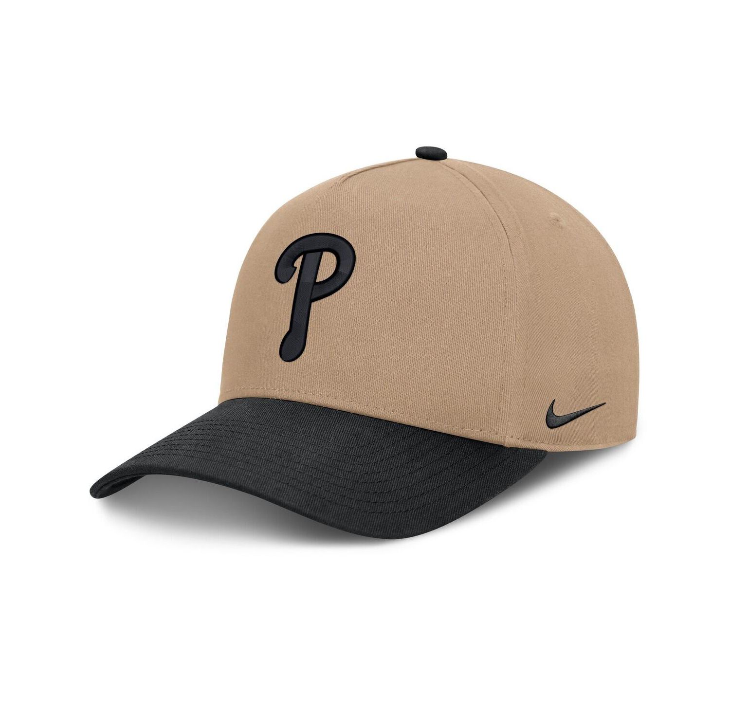 Men's Khaki/Black Philadelphia Phillies Two-Tone Rise A-Frame Adjustable Hat