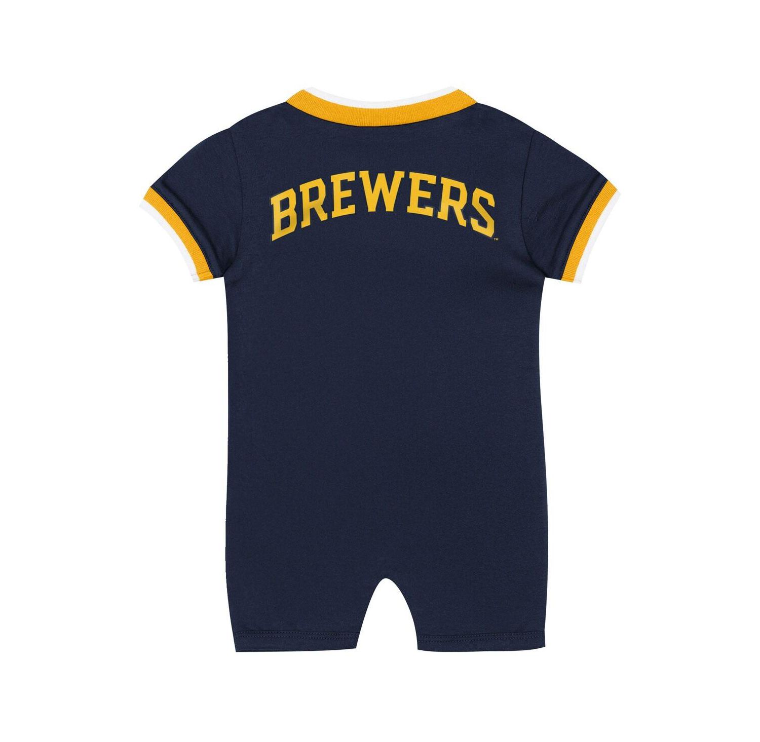 Baby Boys and Girls Navy Milwaukee Brewers Pinch Coverall
