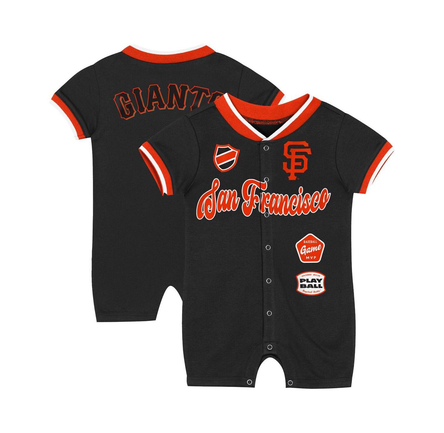 Baby Boys and Girls Black San Francisco Giants Pinch Coverall