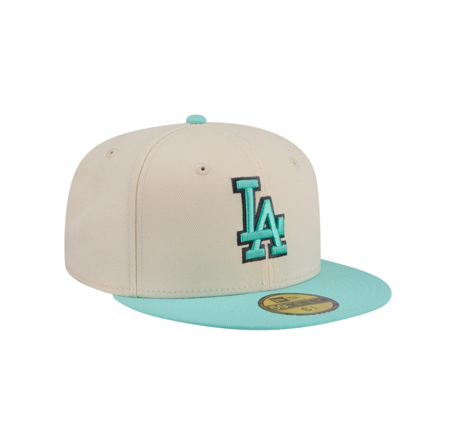 Men's Light Beige/Turquoise Los Angeles Dodgers Two-Tone Color Pack 59FIFTY Fitted Hat