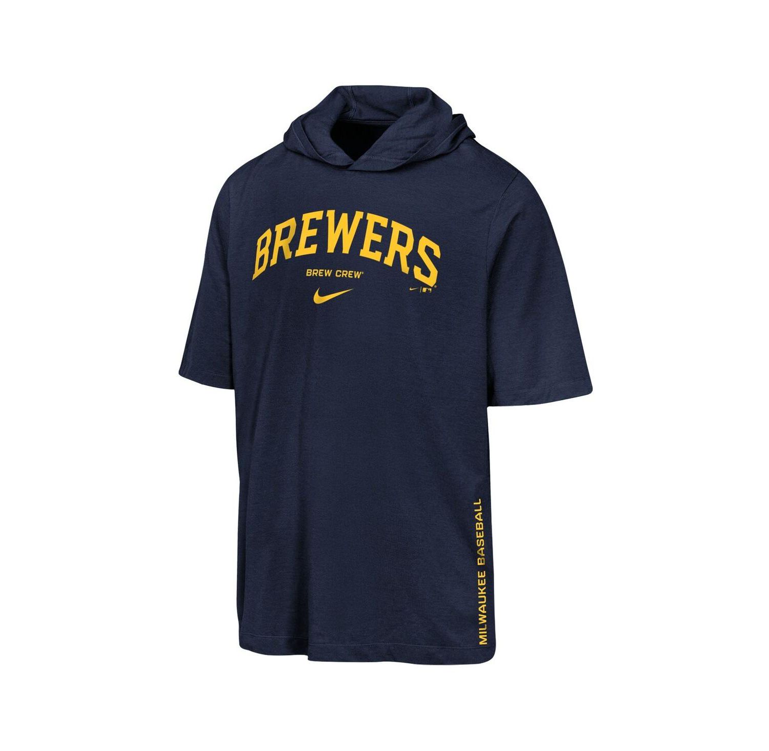 Big Boys and Girls Navy Milwaukee Brewers Dri-FIT Hooded T-Shirt