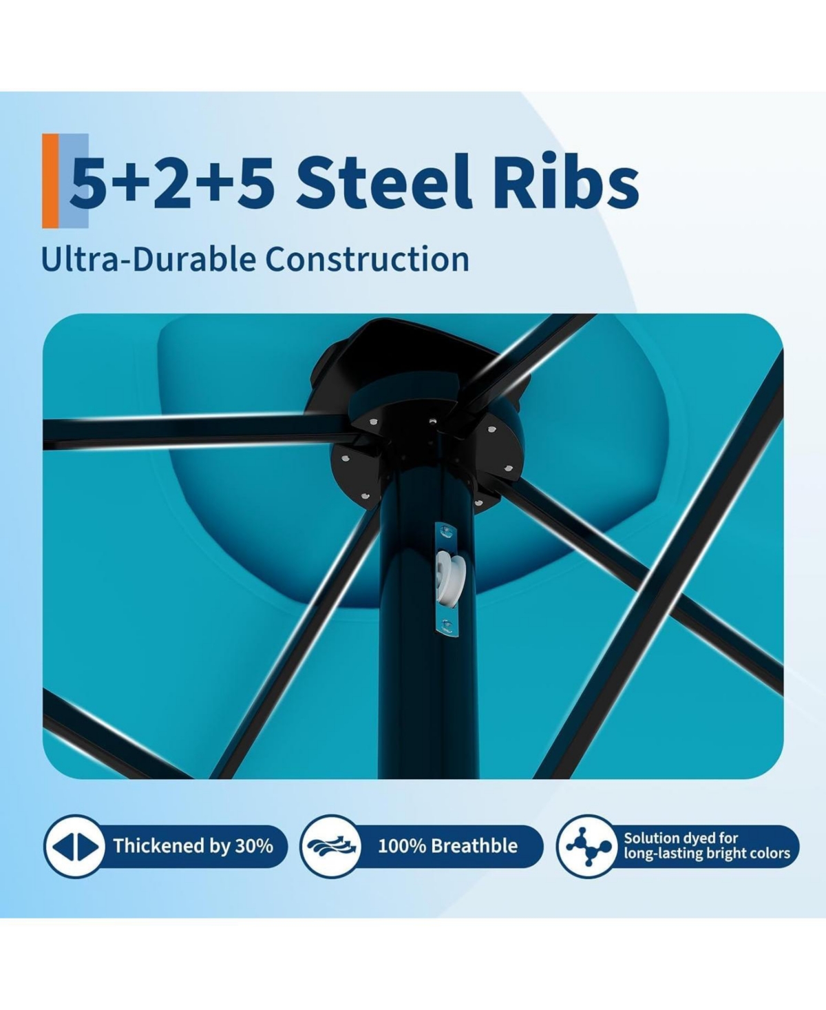 homfan 15FT Double-Sided Patio Umbrella with Solar Led Lights and Base, Uv Waterproof Canopy, 12 Ribs, Double-Layer Fabric, Heavy Frame