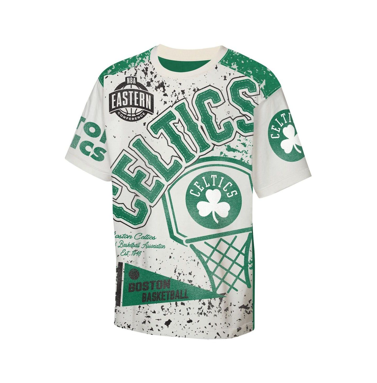 Детская футболка Outerstuff Cream Boston Celtics Top Player All-Over-Print — фото 2
