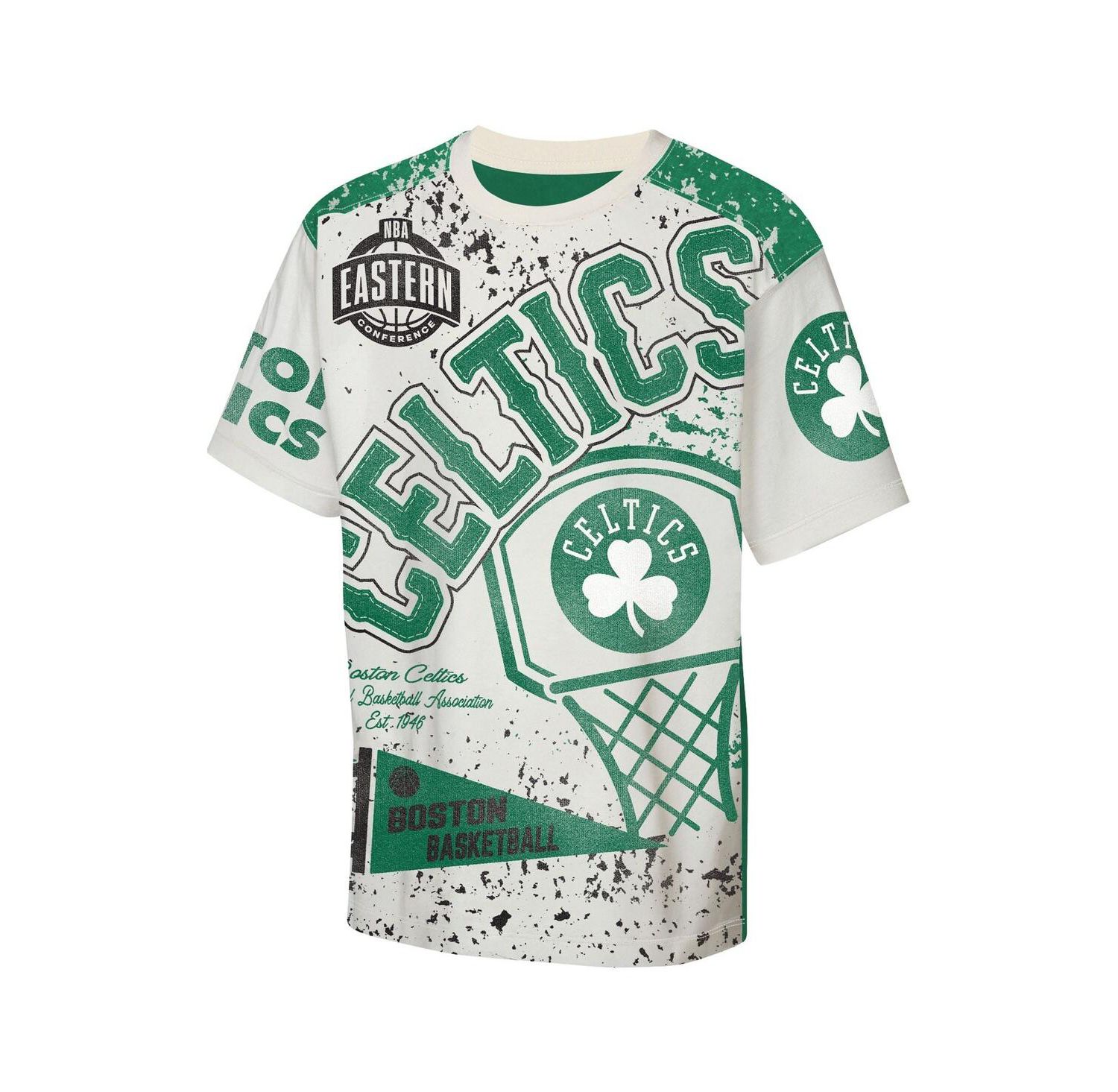 Big Boys and Girls Cream Boston Celtics Top Player All-Over-Print T-Shirt