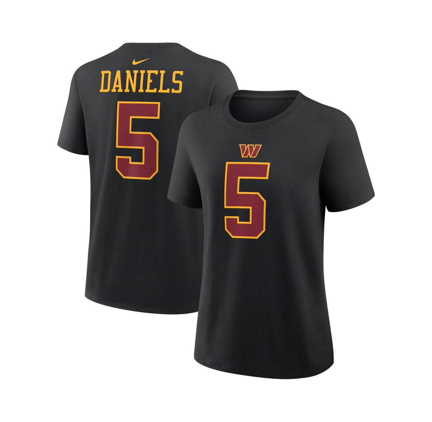 Women's Jayden Daniels Black Washington Commanders Name & Number T-Shirt