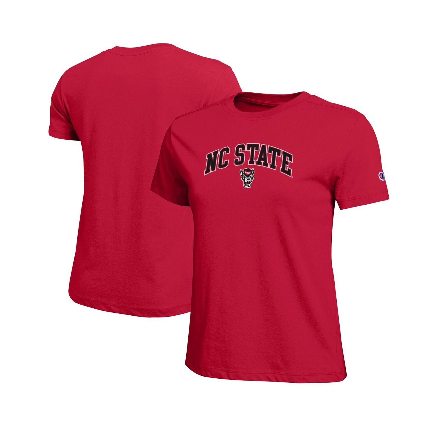 Women's Red NC State Wolfpack Arched Over Logo T-Shirt