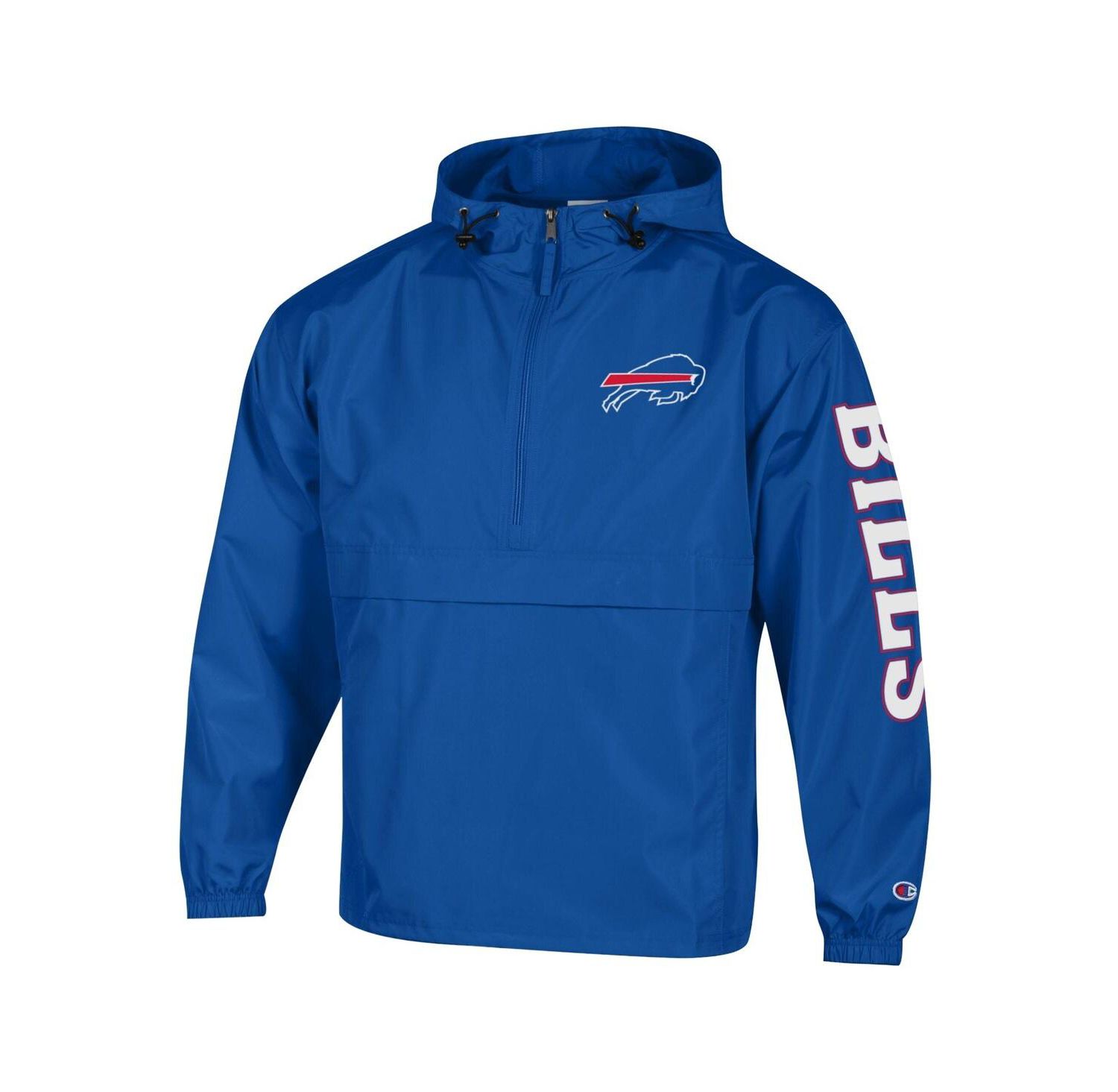 Men's Royal Buffalo Bills Packable Hooded Windbreaker Half-Zip Jacket
