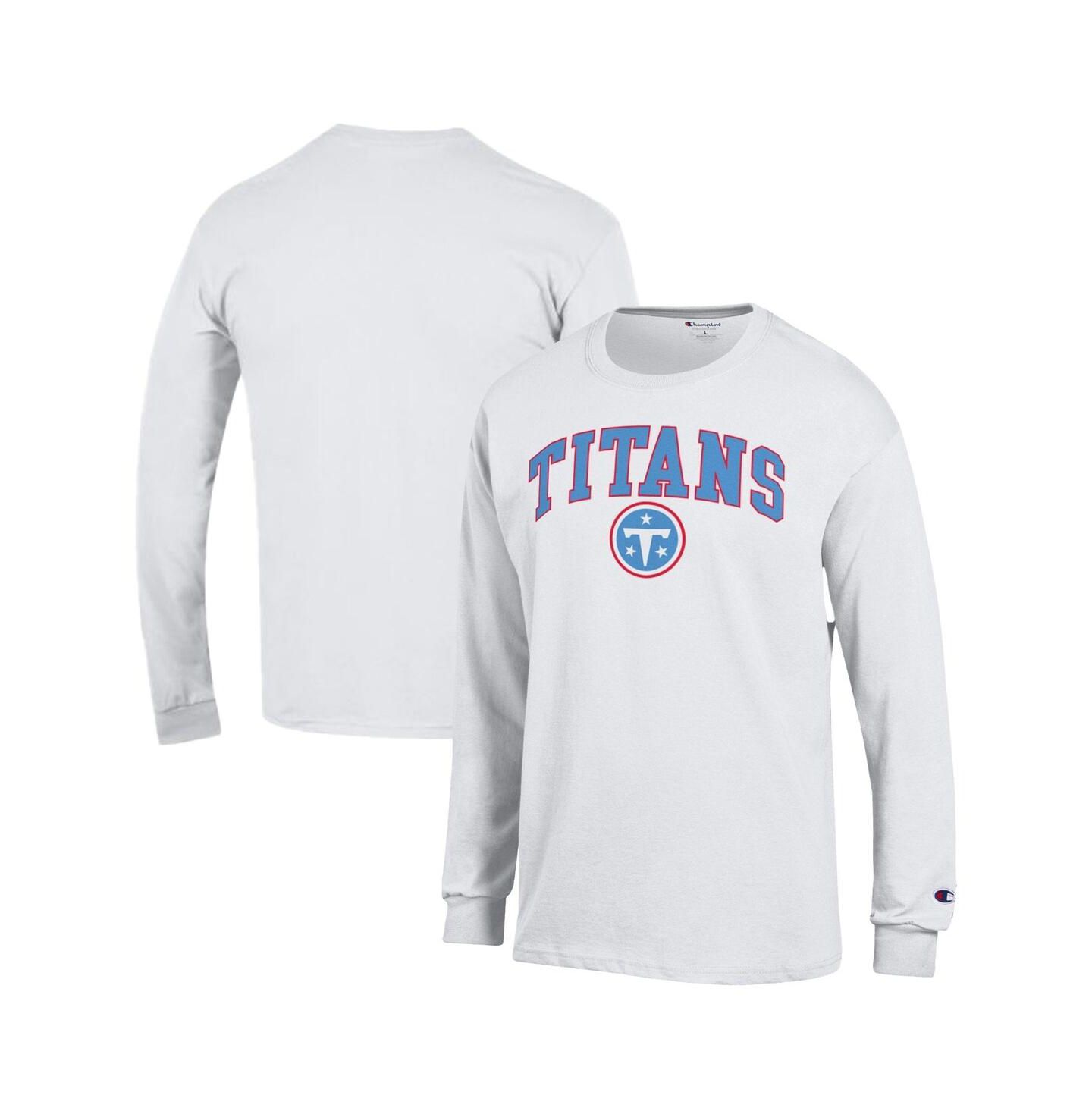 Мужская футболка Champion White Tennessee Titans Arch Over Logo Long Sleeve — фото 1