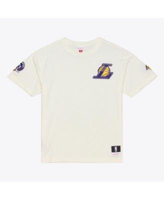 Men's Cream Los Angeles Lakers Hardwood Classics Chainstitch Premium T-Shirt