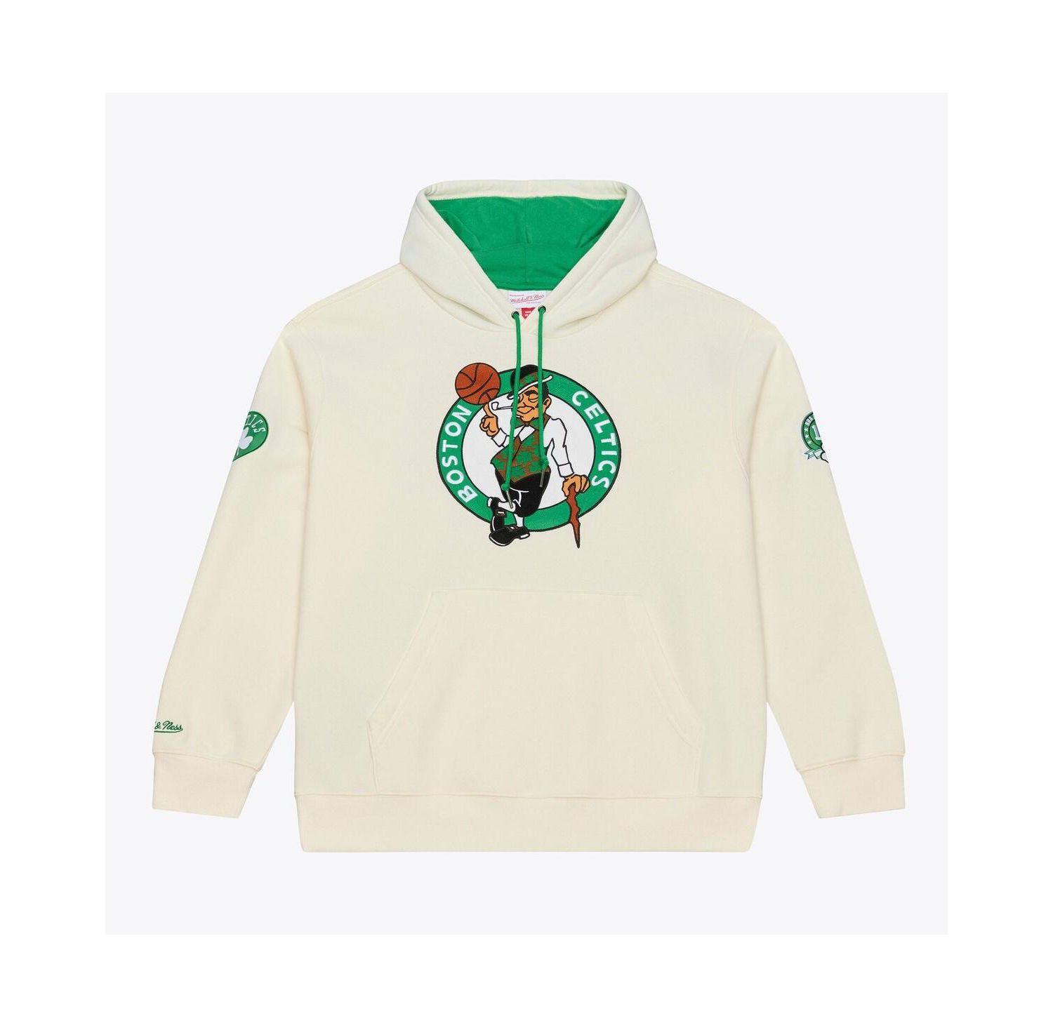 Men's Cream Boston Celtics Hardwood Classics Chainstitch Premium Fleece Hoodie