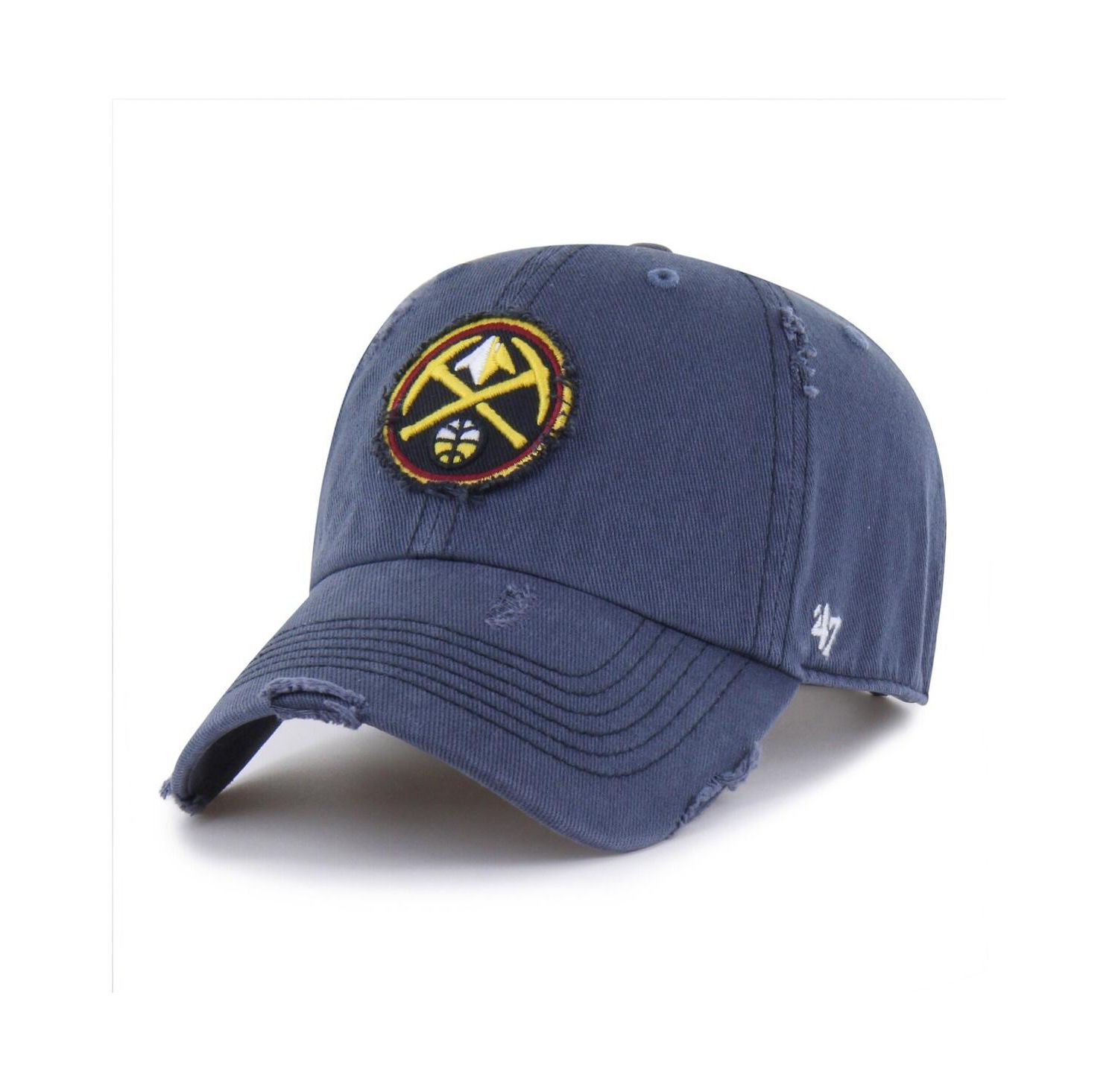 Men's Navy Denver Nuggets Weathered Clean Up Adjustable Hat