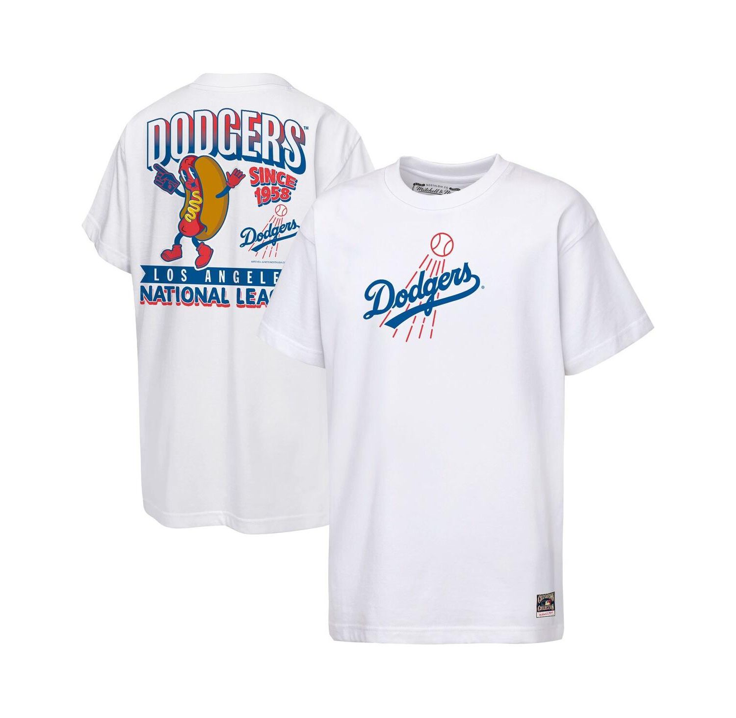 Big Boys and Girls White Los Angeles Dodgers Cooperstown Concession T-Shirt