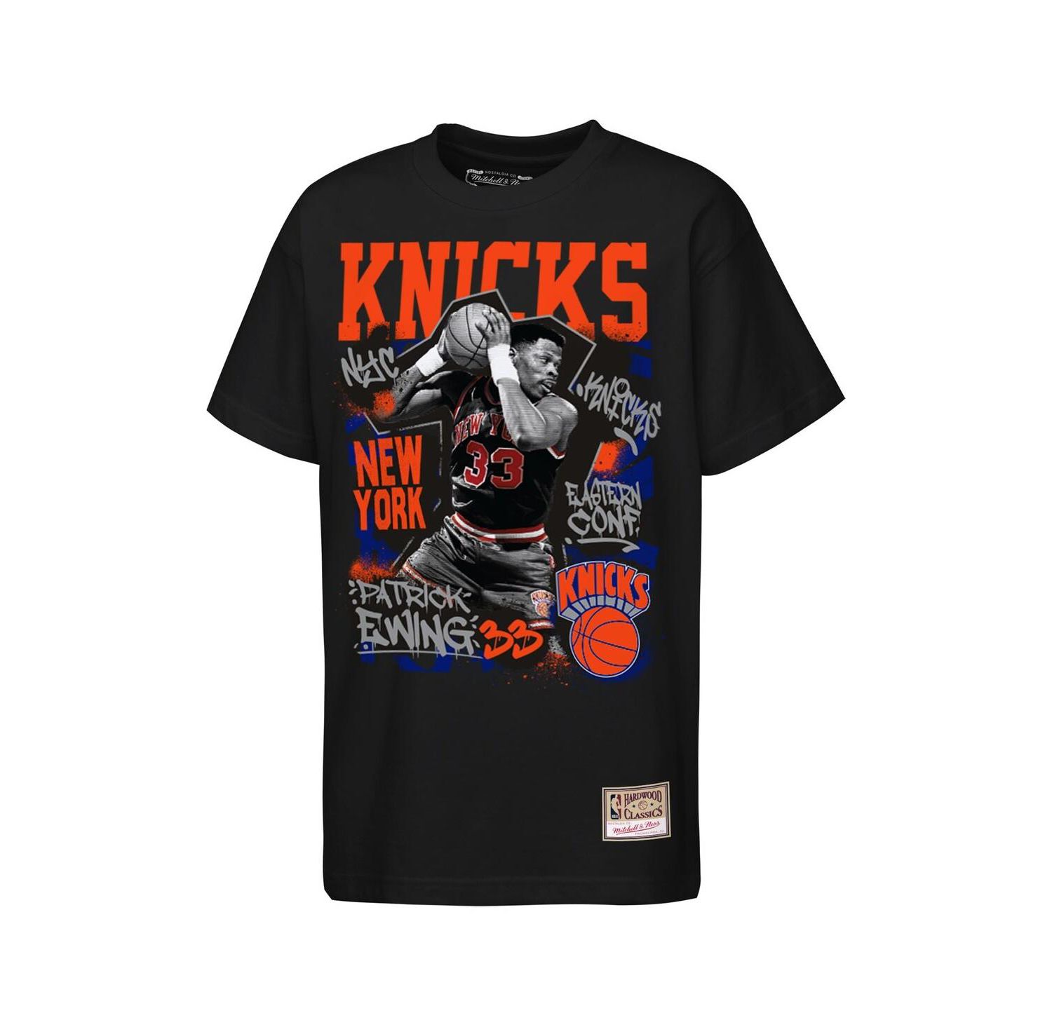 Big Boys and Girls Patrick Ewing Black New York Knicks Hardwood Classics Star Moment T-Shirt