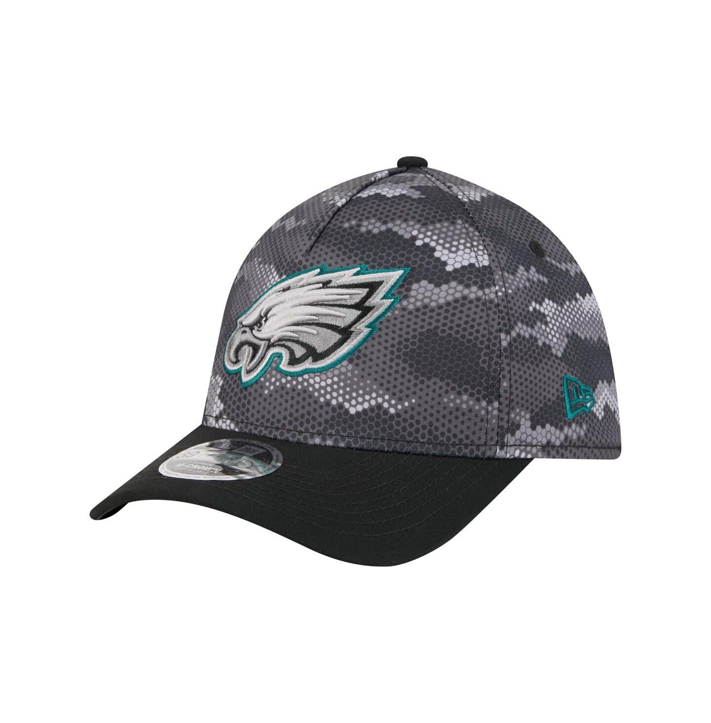 Мужская кепка New Era Black Philadelphia Eagles Camo A-Frame 39THIRTY Flex Hat — фото 1