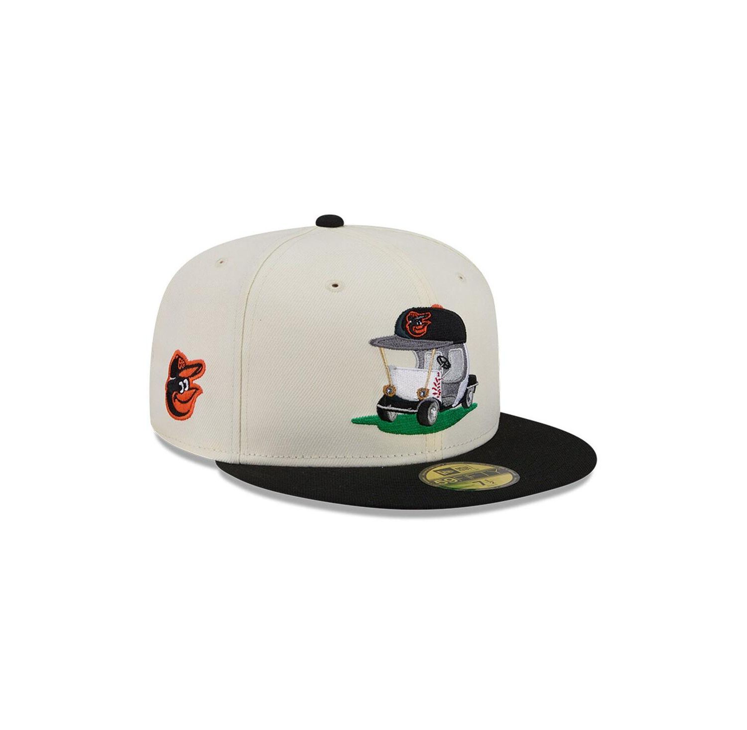 Men's Cream/Black Baltimore Orioles Bullpen Cart 59FIFTY Fitted Hat