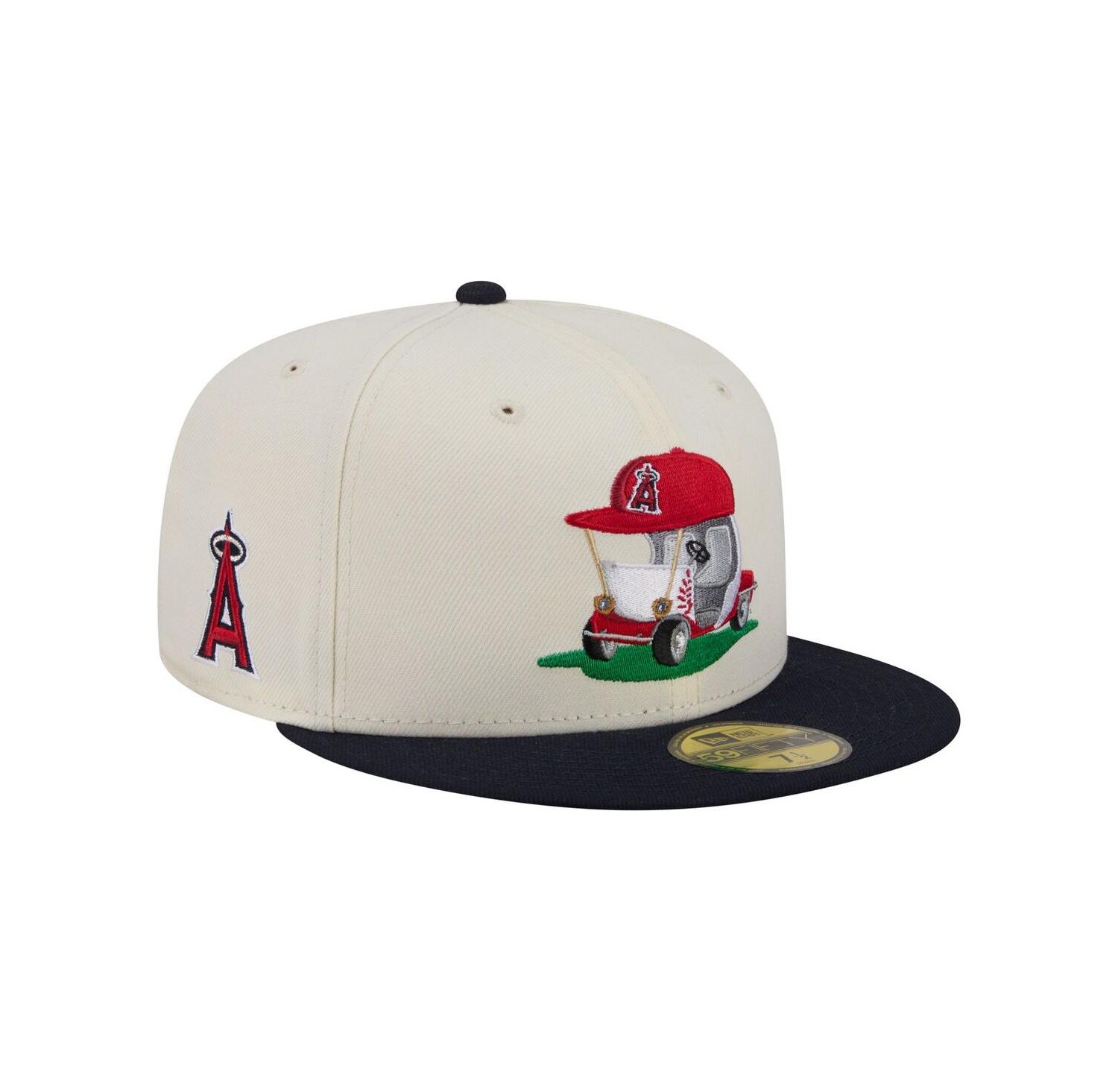 Men's Cream/Navy Los Angeles Angels Bullpen Cart 59FIFTY Fitted Hat