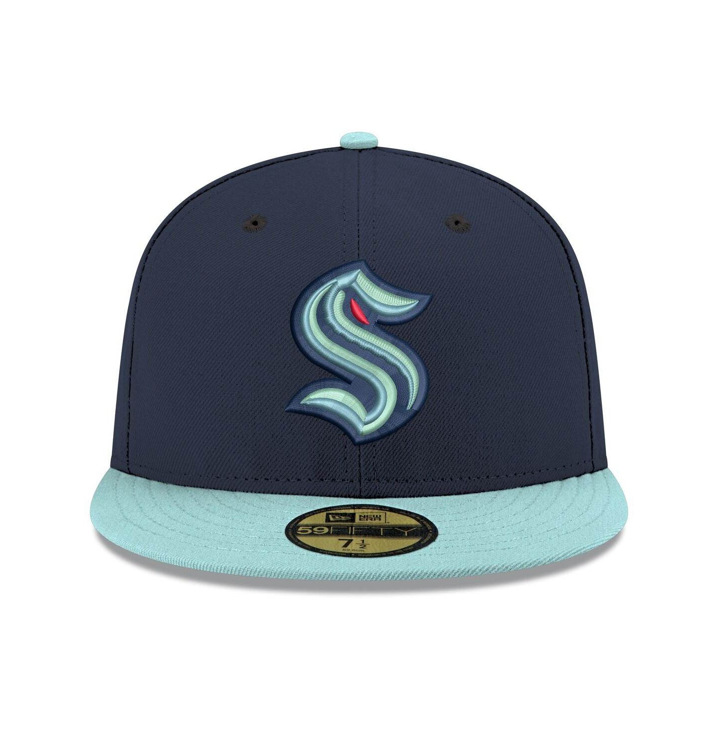 Мужская кепка New Era Navy Seattle Kraken Core Logo Two-Tone 59FIFTY Fitted Hat — фото 2