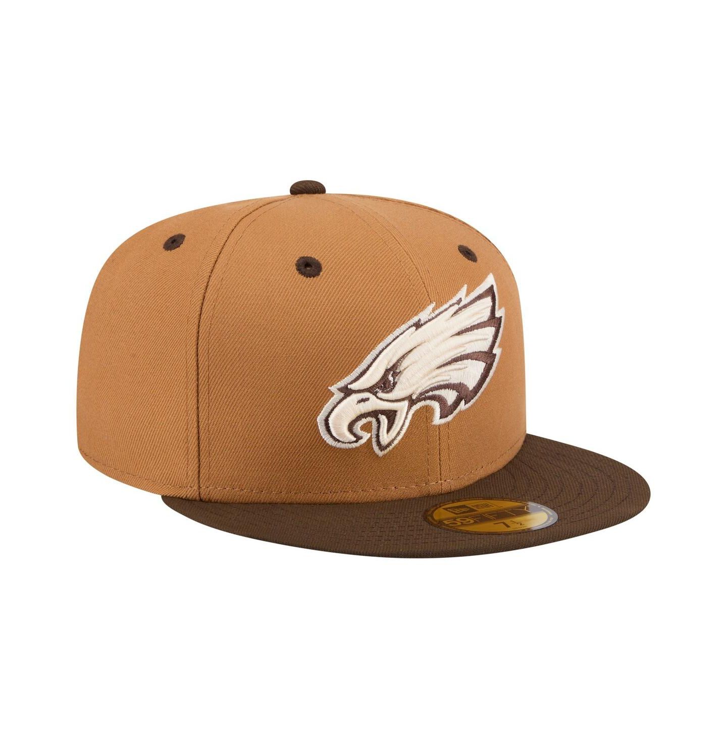 Мужская кепка New Era Light Brown/Dark Brown Philadelphia Eagles Two-Tone Walnut 59FIFTY Fitted Hat — фото 3