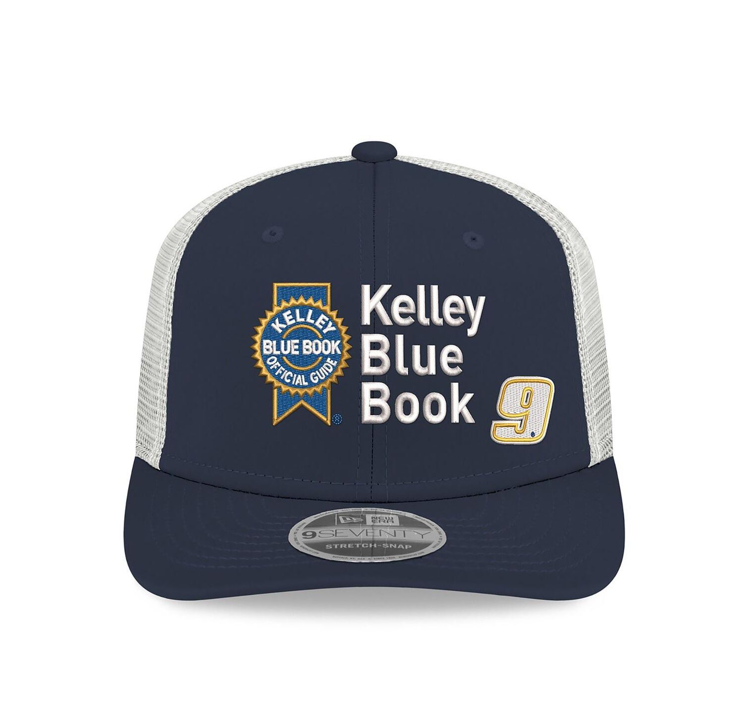 Men's Navy/White Chase Elliott 2026 Kelly Blue Book 9SEVENTY Adjustable Trucker Hat
