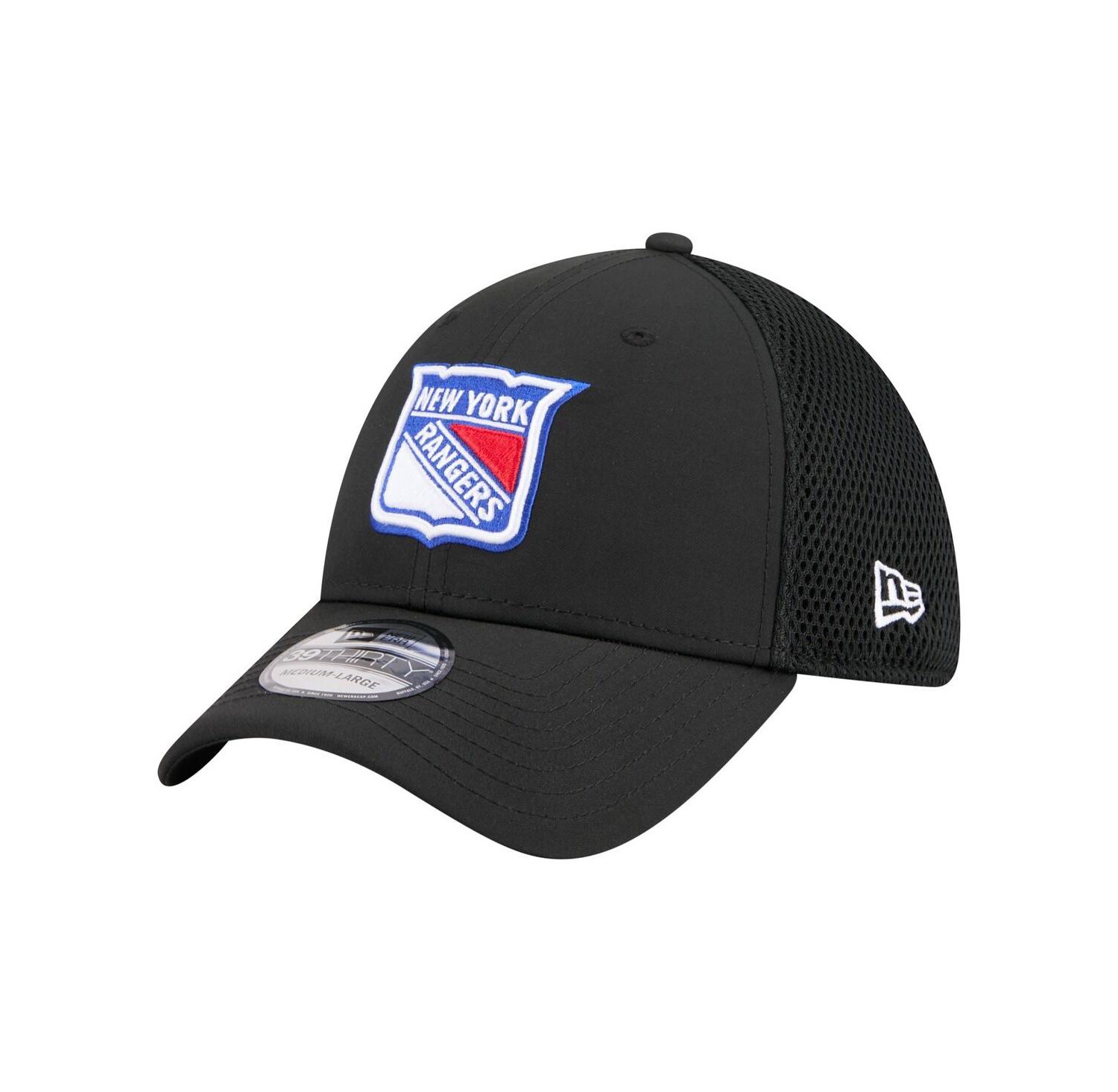 Men's Black New York Rangers Logo 39THIRTY Flex Hat