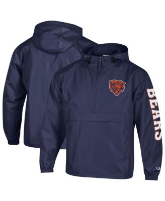 Men's Navy Chicago Bears Packable Hooded Windbreaker Half-Zip Jacket