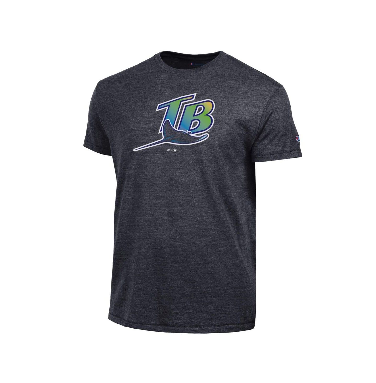 Мужская футболка Champion Black Tampa Bay Rays Cooperstown Logo Tri-Blend — фото 2