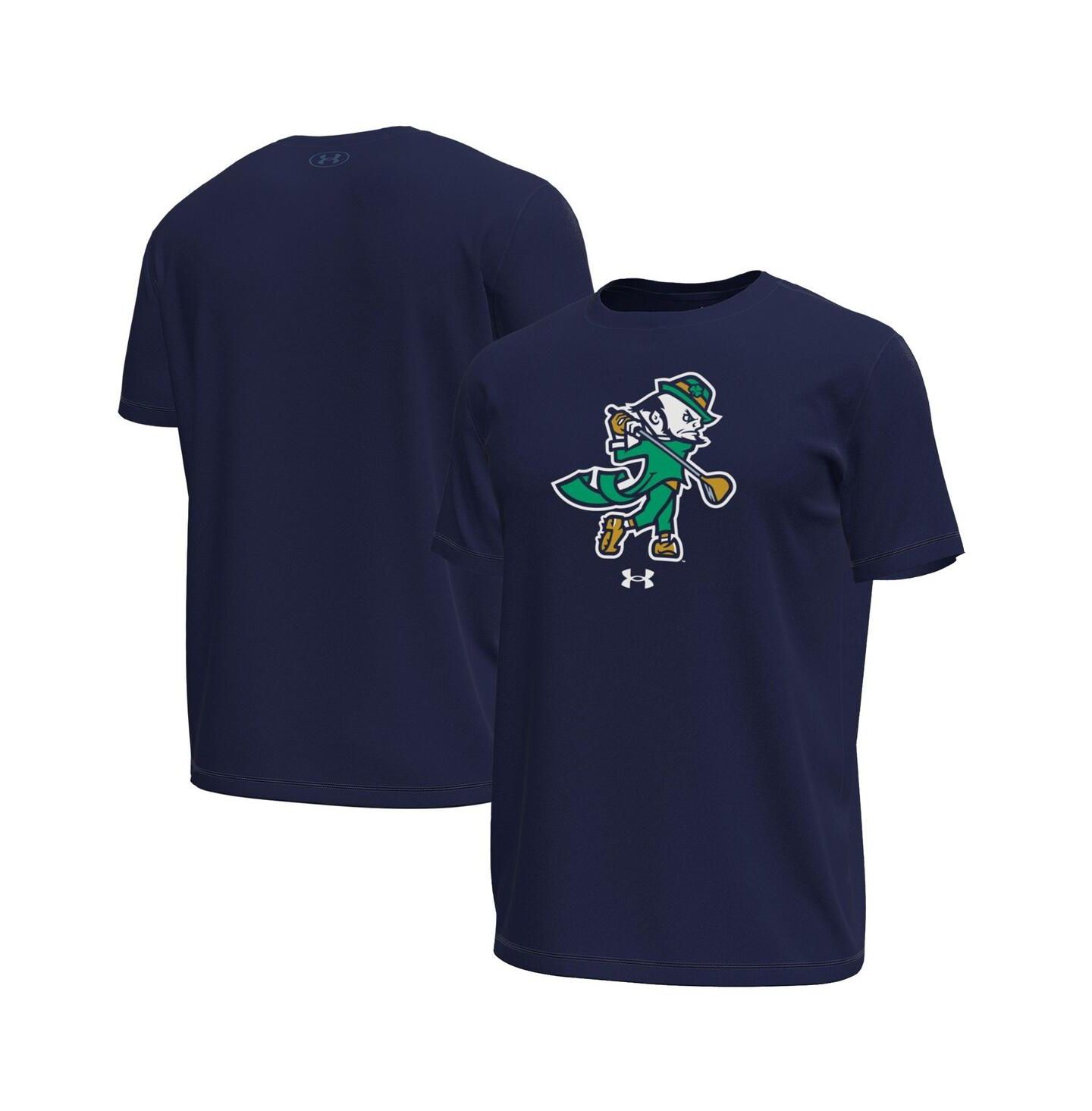 Мужская футболка Under Armour Navy Notre Dame Fighting Irish Golf Leprechaun Tech Stretch — фото 1