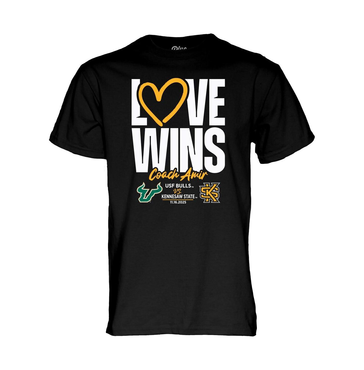Мужская футболка Blue 84 Black USF vs Kennesaw State Love Wins — фото 1