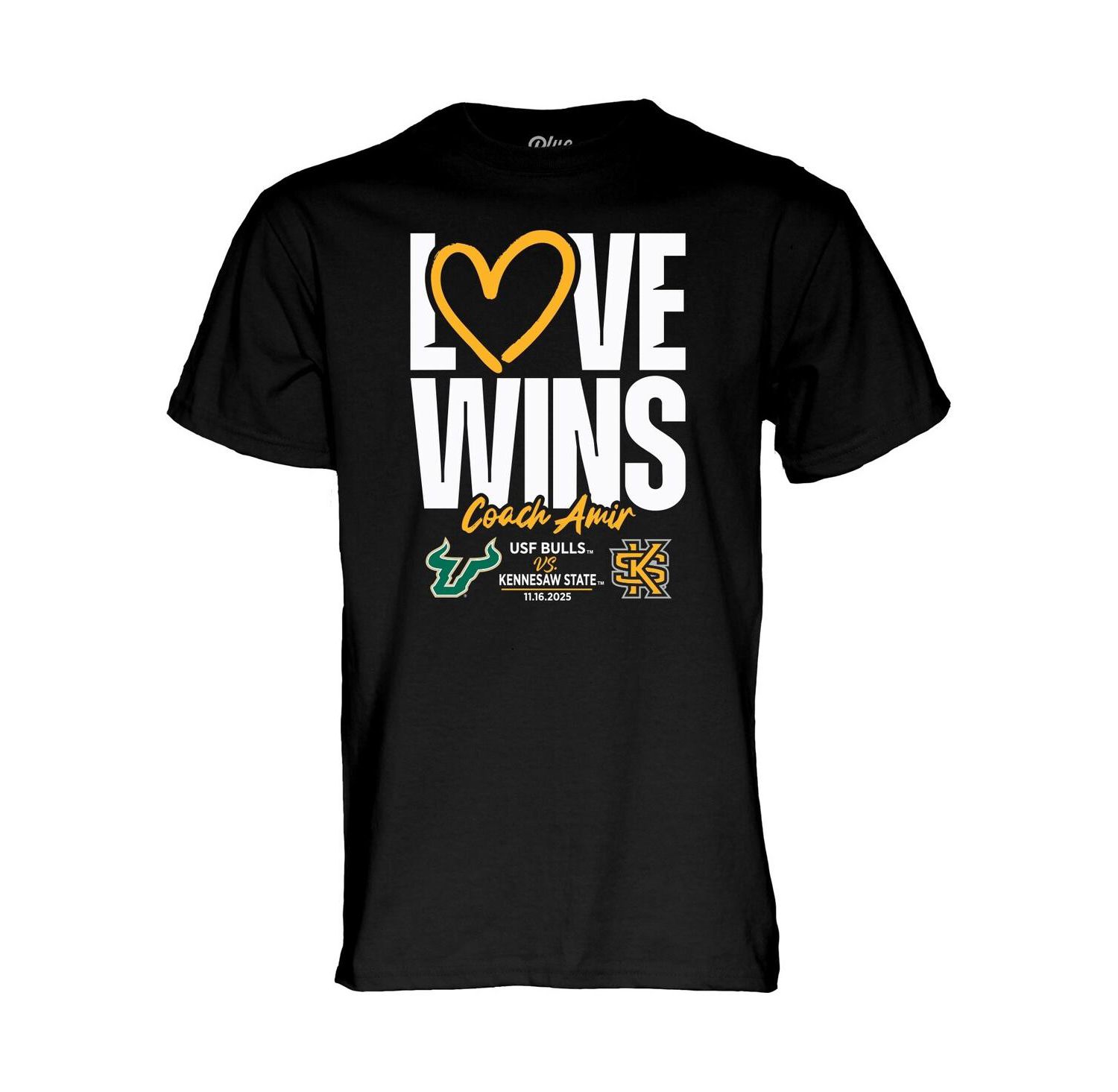 Men's Blue 84 Black USF vs Kennesaw State Love Wins T-Shirt