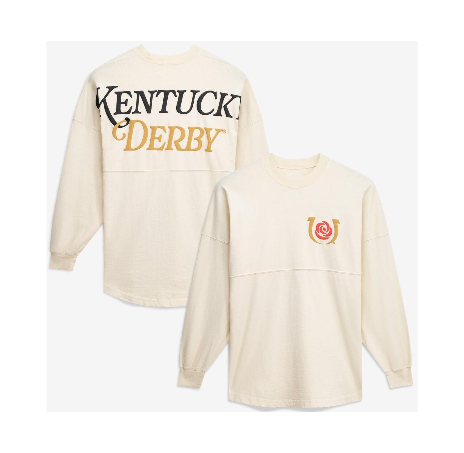 Men's Cream Kentucky Derby Oversized Original Long Sleeve T-Shirt