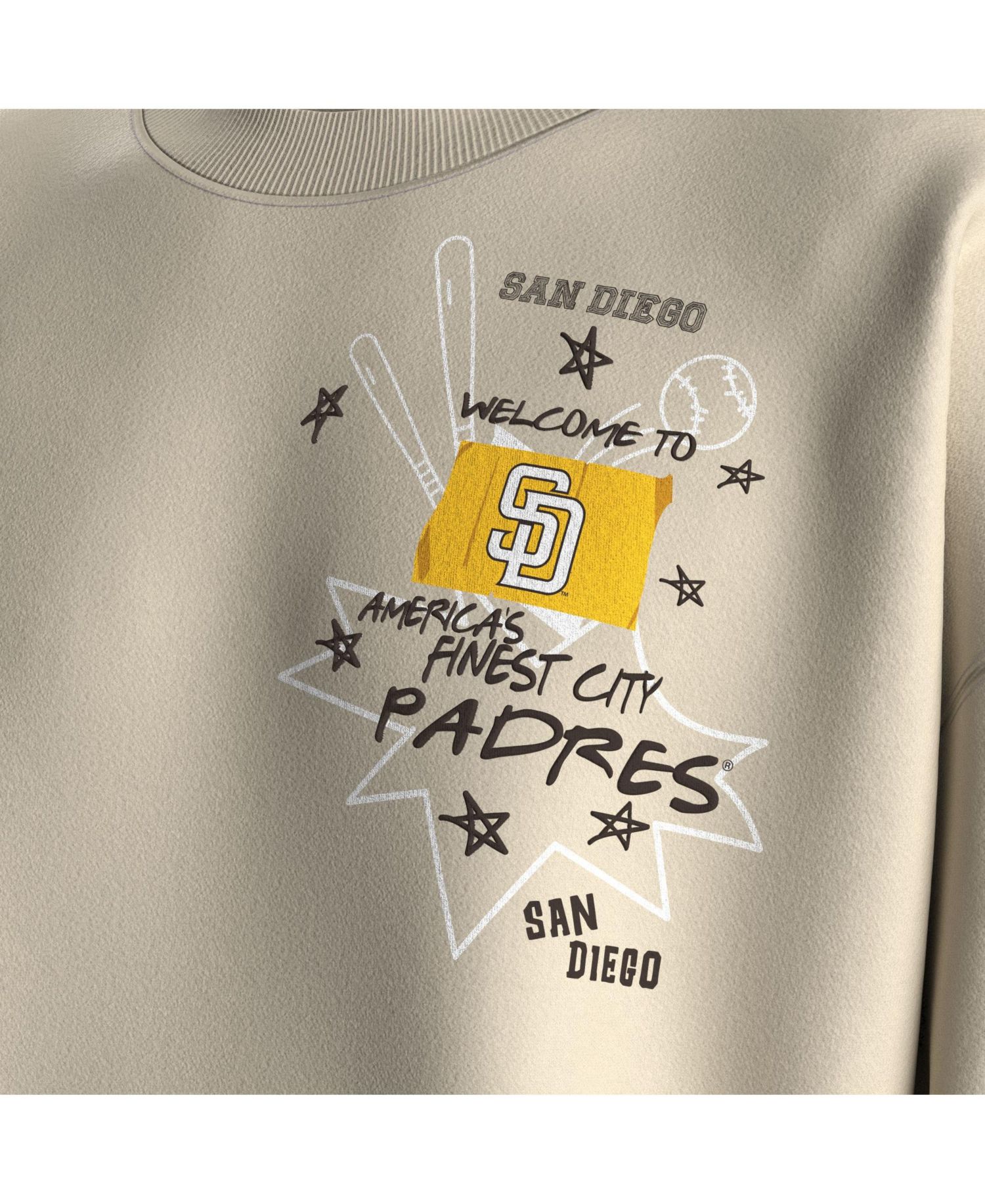 Women's Beige San Diego Padres Graffiti Fleece Sweatshirt