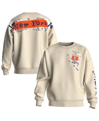 Women's Beige New York Mets Graffiti Fleece Sweatshirt
