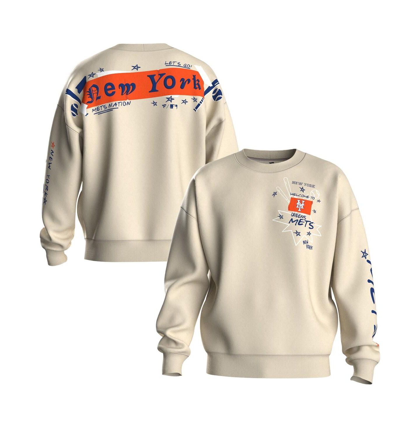 Женский свитшот Fanatics Beige New York Mets Graffiti Fleece — фото 1
