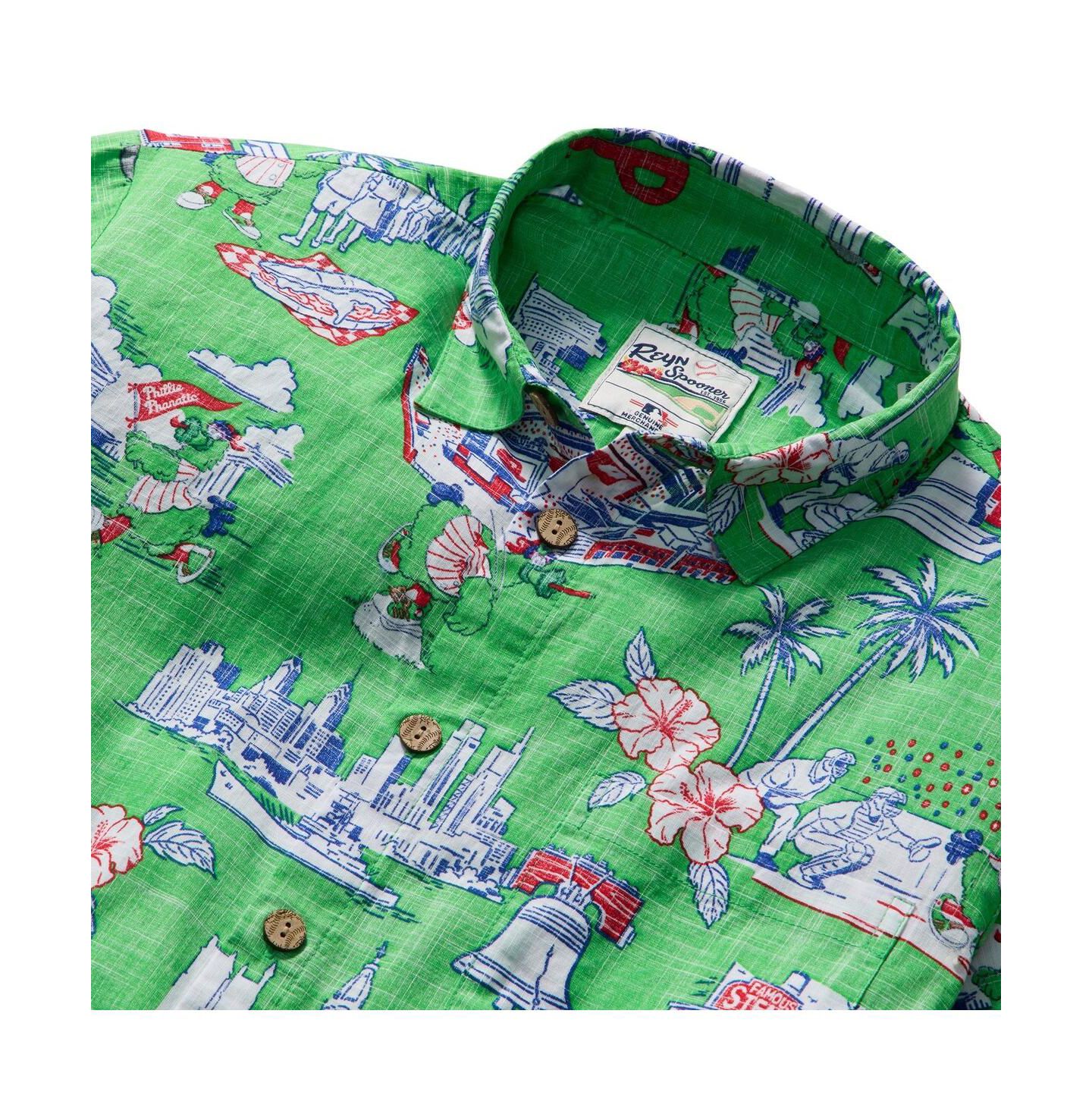 Мужская рубашка Reyn Spooner Green Philadelphia Phillies Scenic Tri-Blend Button-Down — фото 2