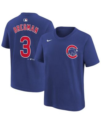 Big Boys and Girls Alex Bregman Royal Chicago Cubs Name & Number T-Shirt