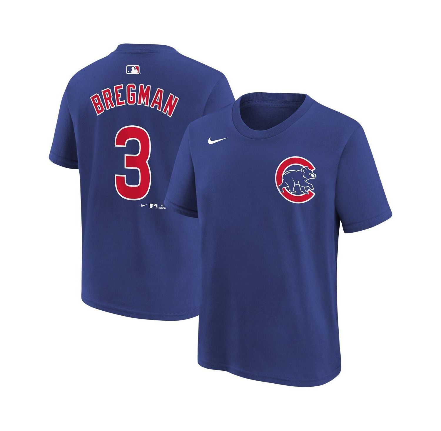 Big Boys and Girls Alex Bregman Royal Chicago Cubs Name & Number T-Shirt