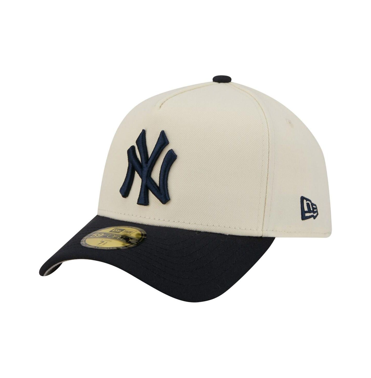 Мужская кепка New Era Cream/Navy New York Yankees Chrome A-Frame 59FORTY Adjustable Hat — фото 3