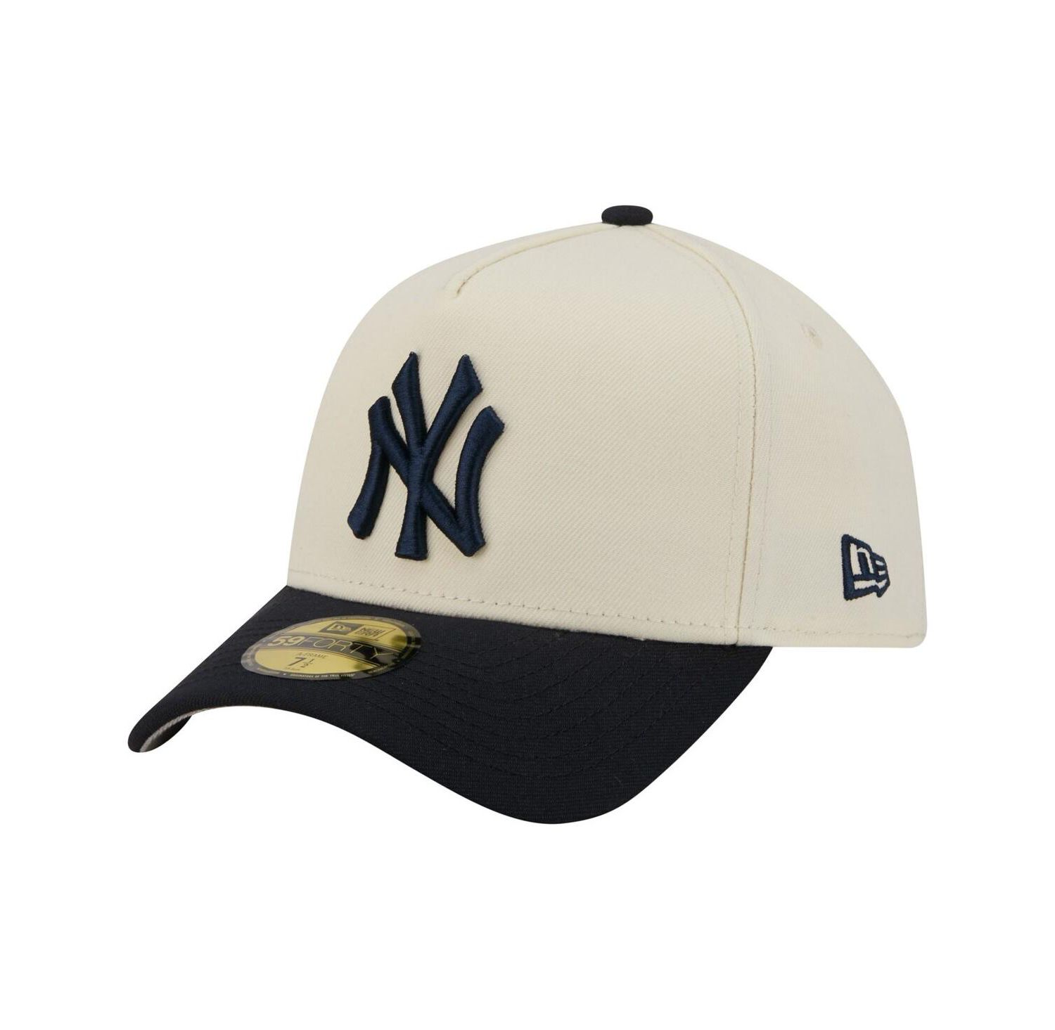 Men's Cream/Navy New York Yankees Chrome A-Frame 59FORTY Adjustable Hat