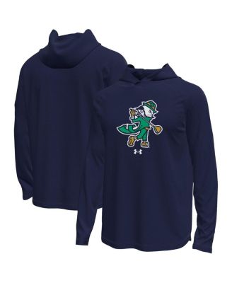 Men's Navy Notre Dame Fighting Irish Golf Leprechaun Tech Stretch Long Sleeve Hooded T-Shirt